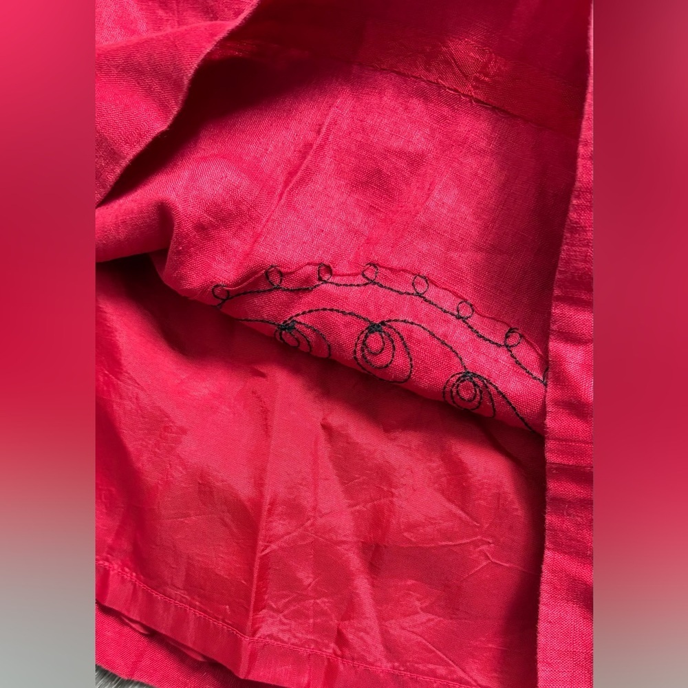 VTG red Ann Taylor linen embellished skirt - Picture 5 of 6